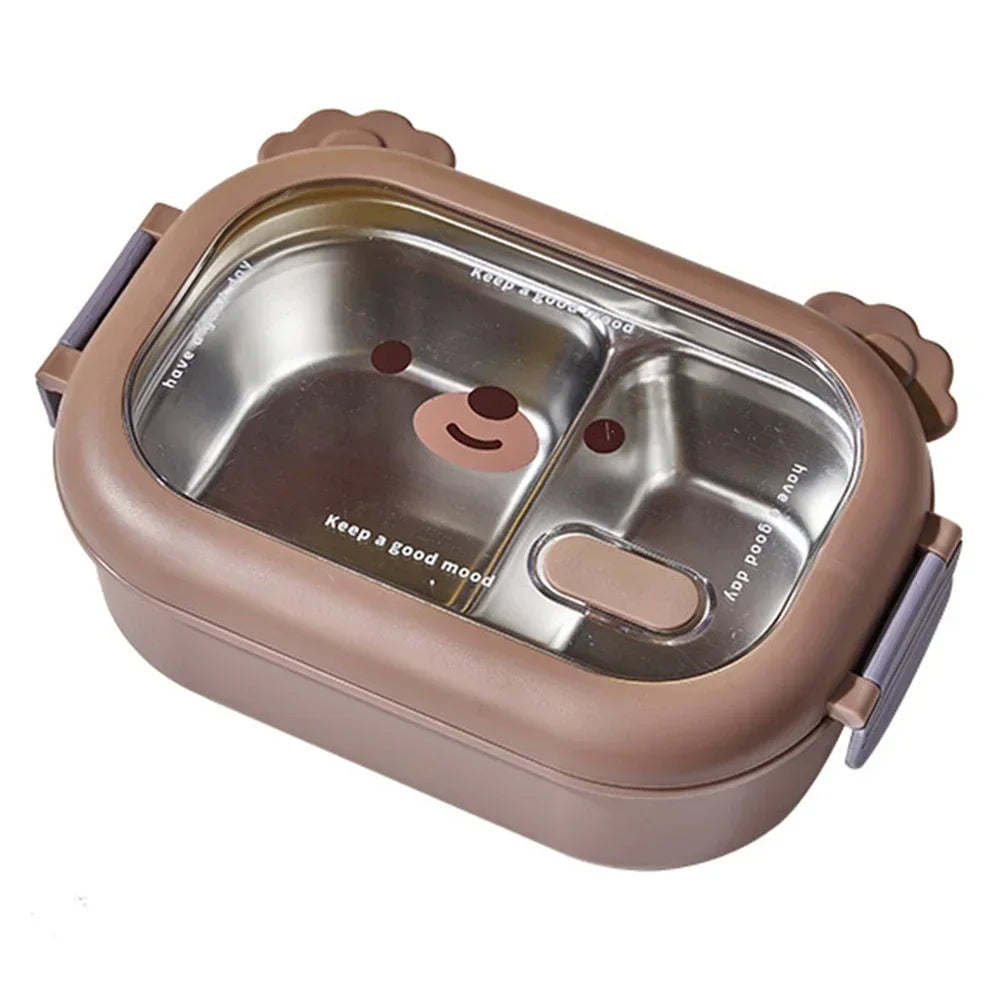 Stainless Steel Cartoon Lunch Box 1000ml – Leak-Proof Double Lock Food Container for Kids & Adults