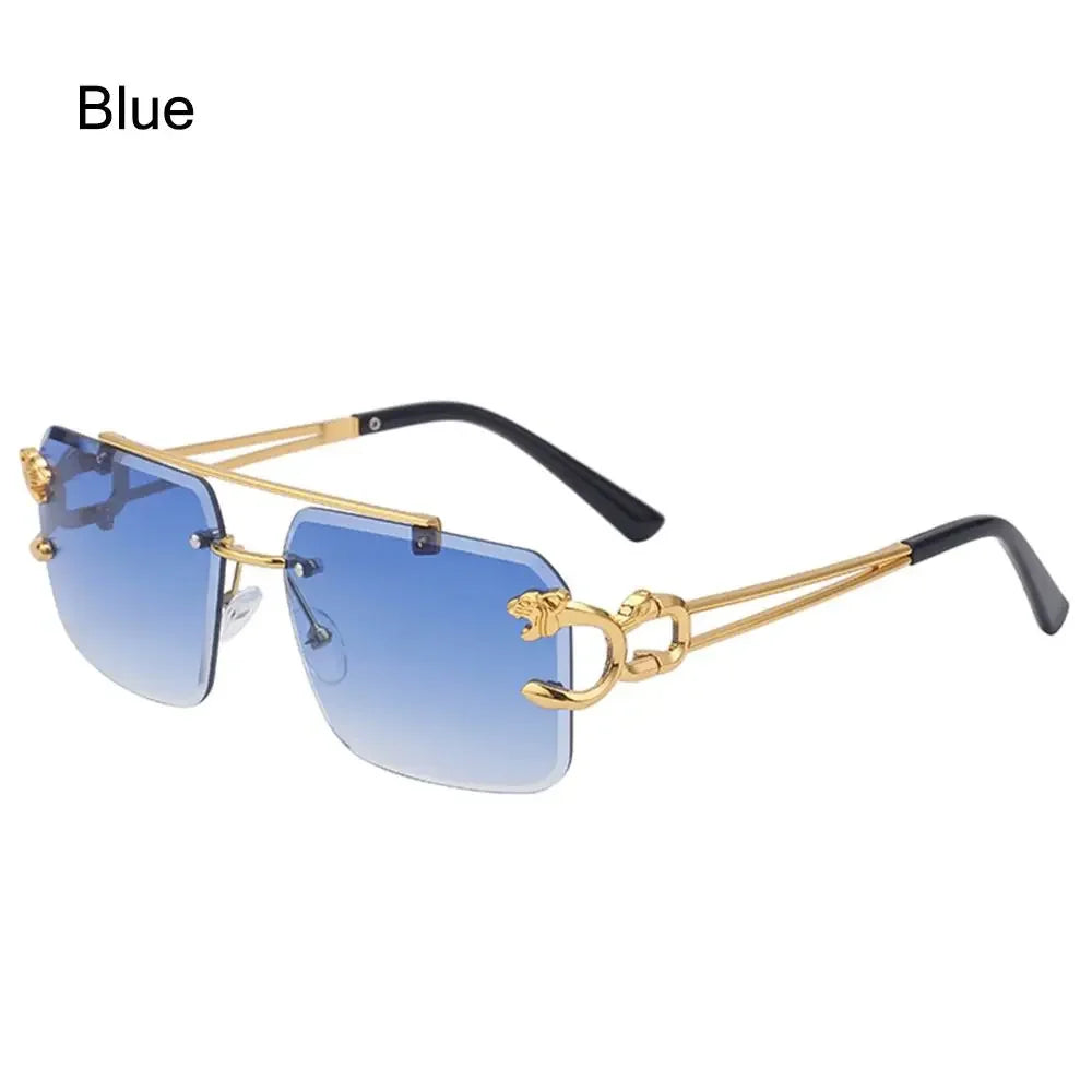 2024 Vintage Rimless Sunglasses – Oversized Square Gradient Shades with Double Bridge & UV400 Protection (Unisex)