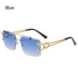 2024 Vintage Rimless Sunglasses – Oversized Square Gradient Shades with Double Bridge & UV400 Protection (Unisex)