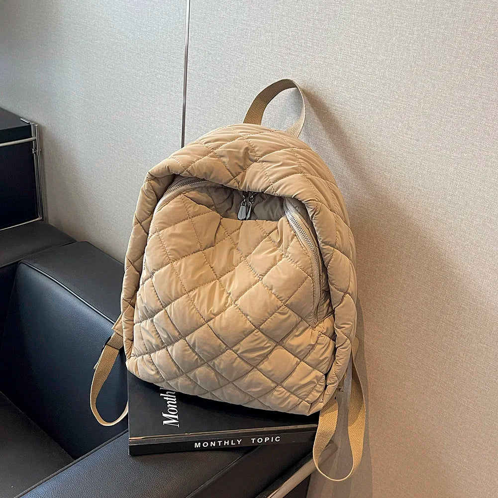 Quilted Nylon Backpack – Unisex Laptop Bookbag for School, Work & Travel 🎒