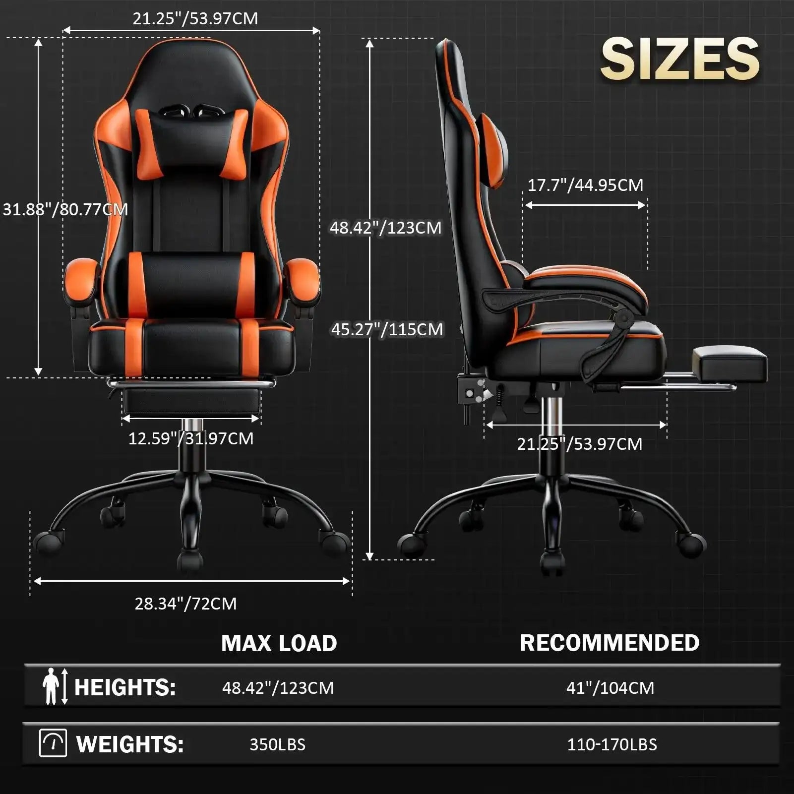 Reclining Gaming Chair with Footrest – PU Leather Ergonomic Gamer Chair - PulinGO