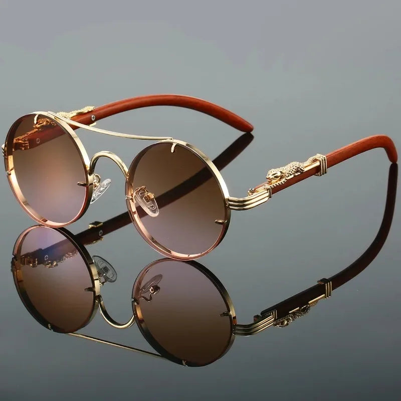 Vintage Round Sunglasses – Retro Double Bridge Multicolor Shades for Men & Women, UV400 Luxury Fashion Eyewear