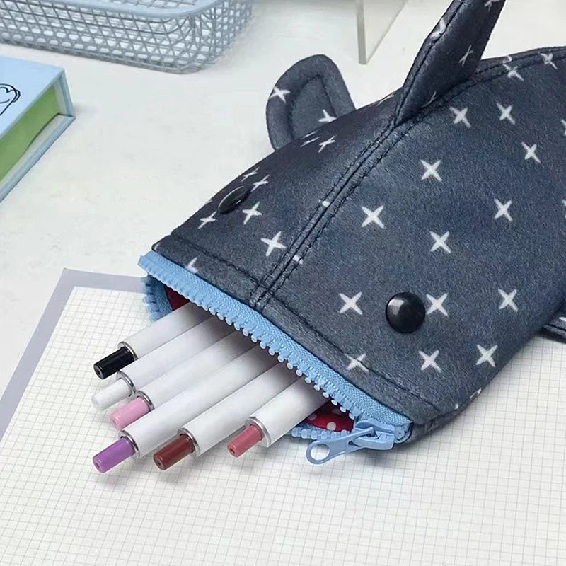 Creative Kawaii Shark Star Pencil Case – Cute Cartoon Shark Mouth Zipper Stationery Bag