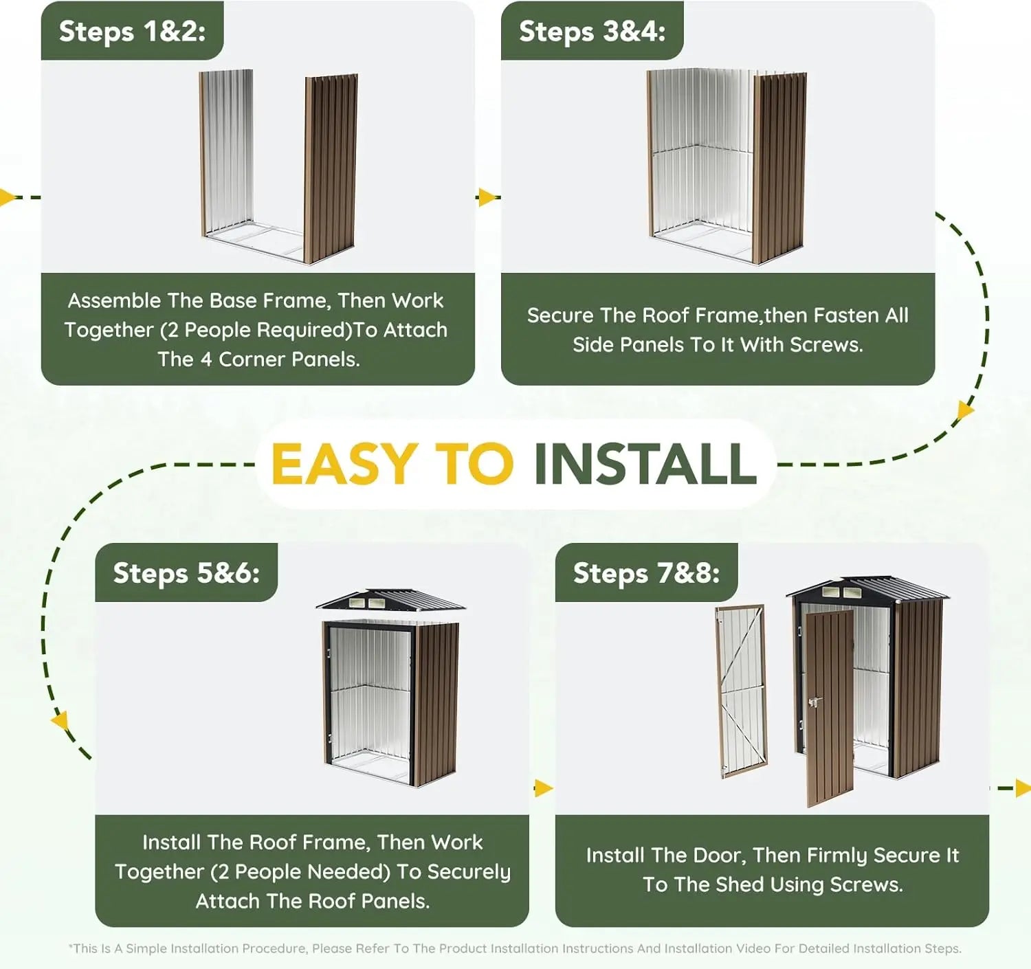 5x3ft Outdoor Steel Storage Shed with Floor Frame & Lockable Doors | Compact Metal Tool Shed for Garden, Backyard & Patio
