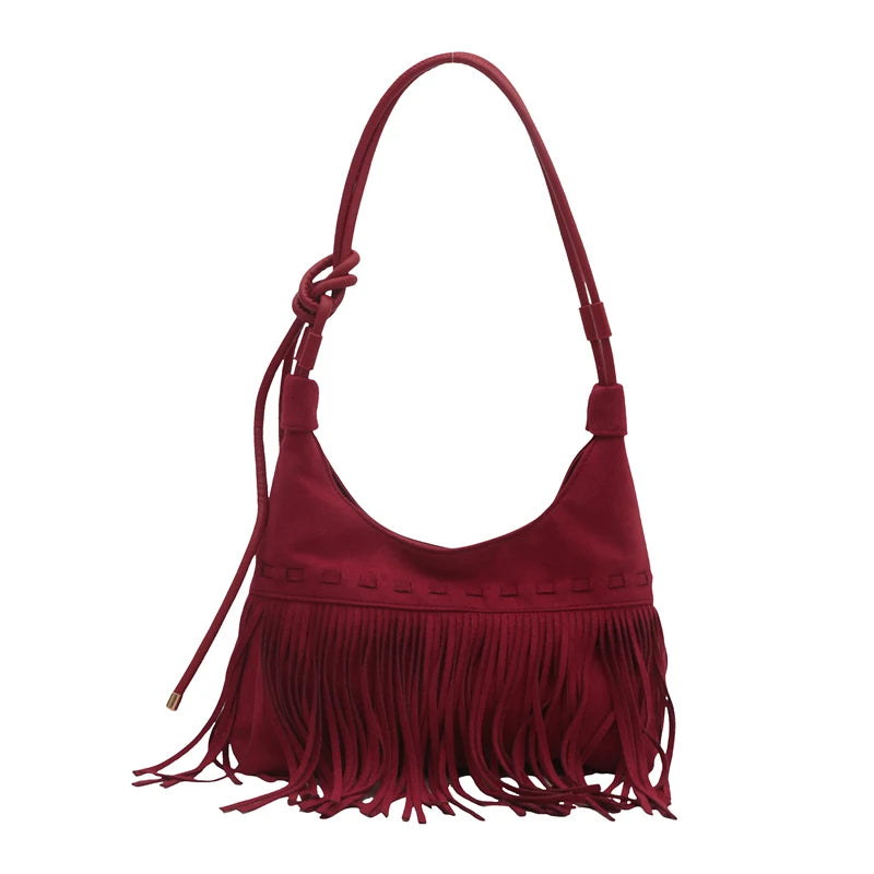 Vintage Fringe Shoulder Bag – Fashion Suede Crossbody Tote with Tassels for Women’s Work, Shopping & Travel 👜✨