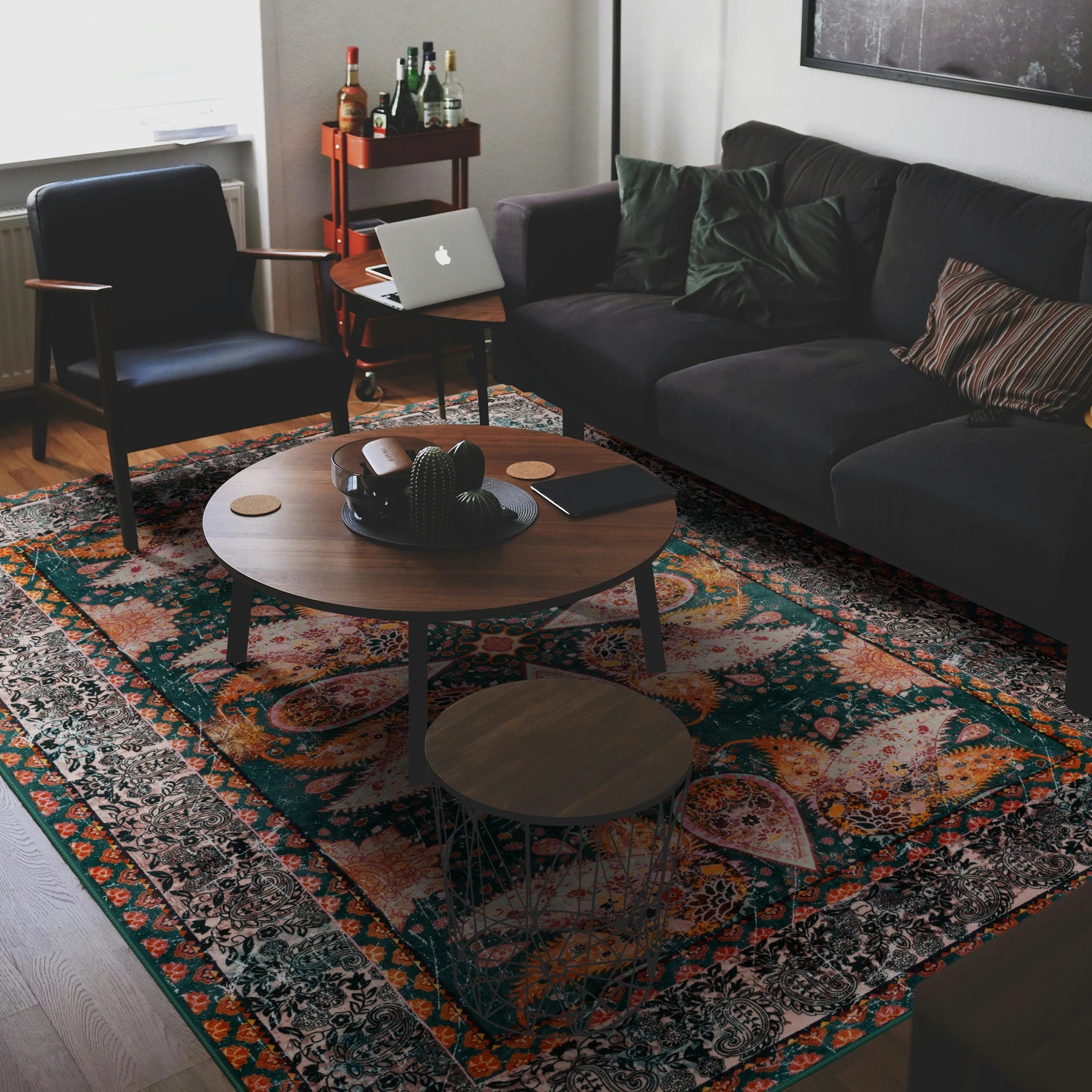 Vintage Floral Accent Area Rug – Soft Fluffy Large Carpet for Bedroom & Living Room Home Décor