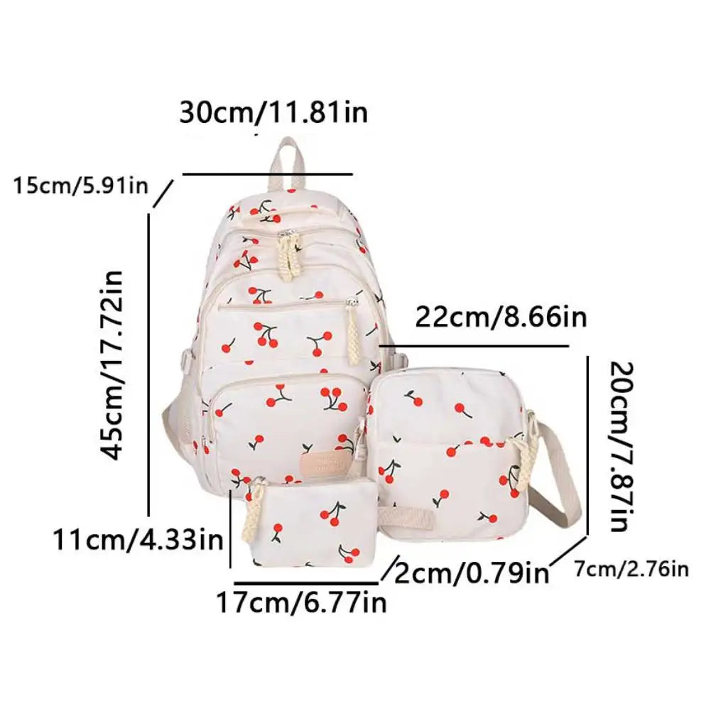3-Piece Bow Print Backpack Set for Kids – School Backpack with Crossbody Bag & Mini Purse