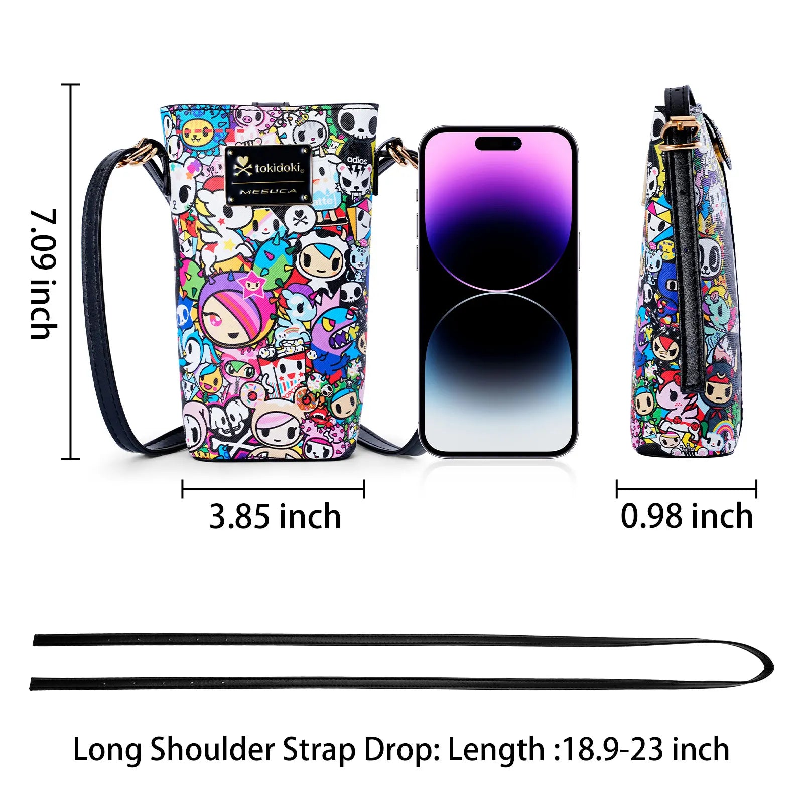 Cute Printed Crossbody Phone Bag with Card-Holder – Adjustable Strap Women’s Mini Purse