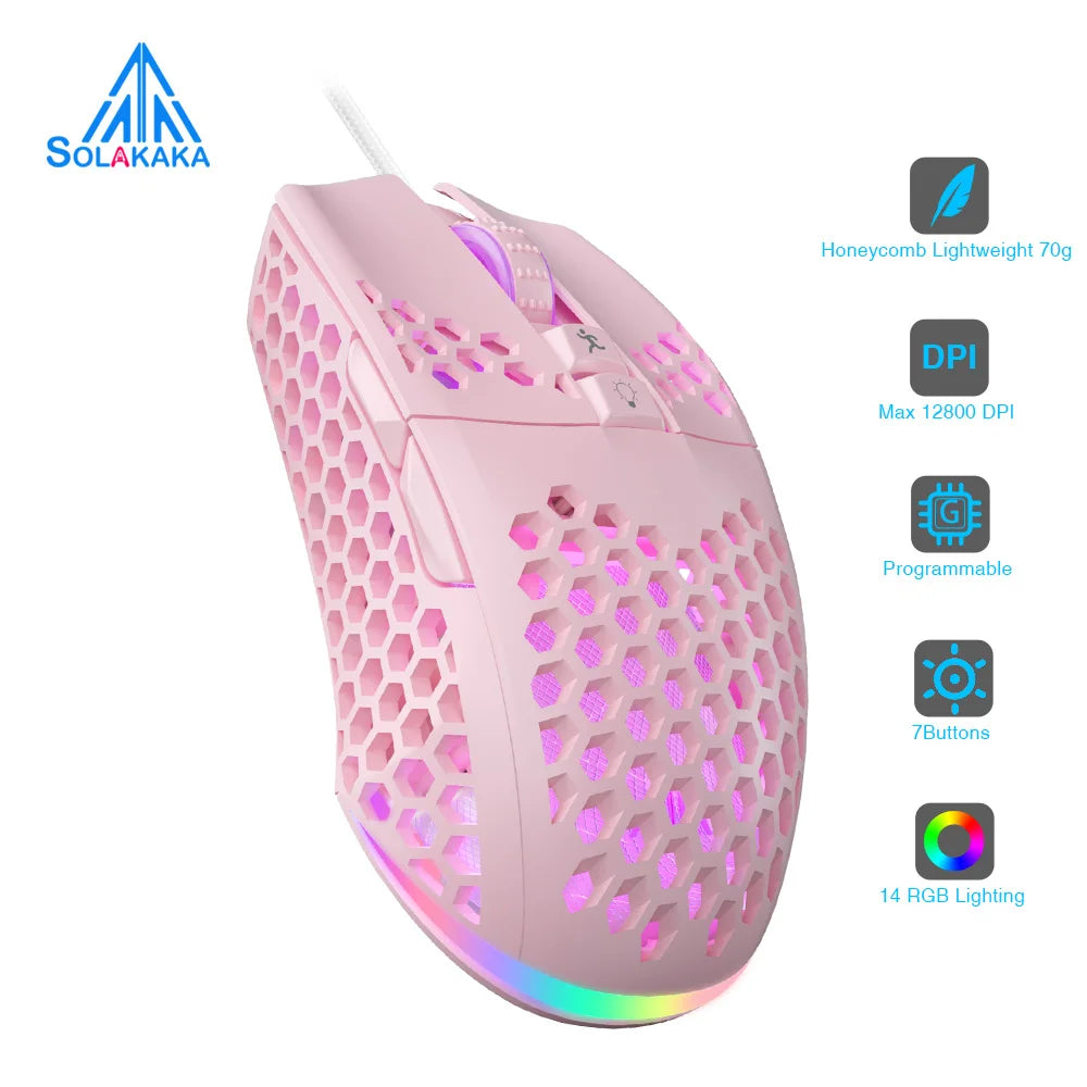 SM900 Wired Gaming Mouse – 12,800 DPI Honeycomb Lightweight Mouse with 7 Buttons & Macro Software for PC/Laptop