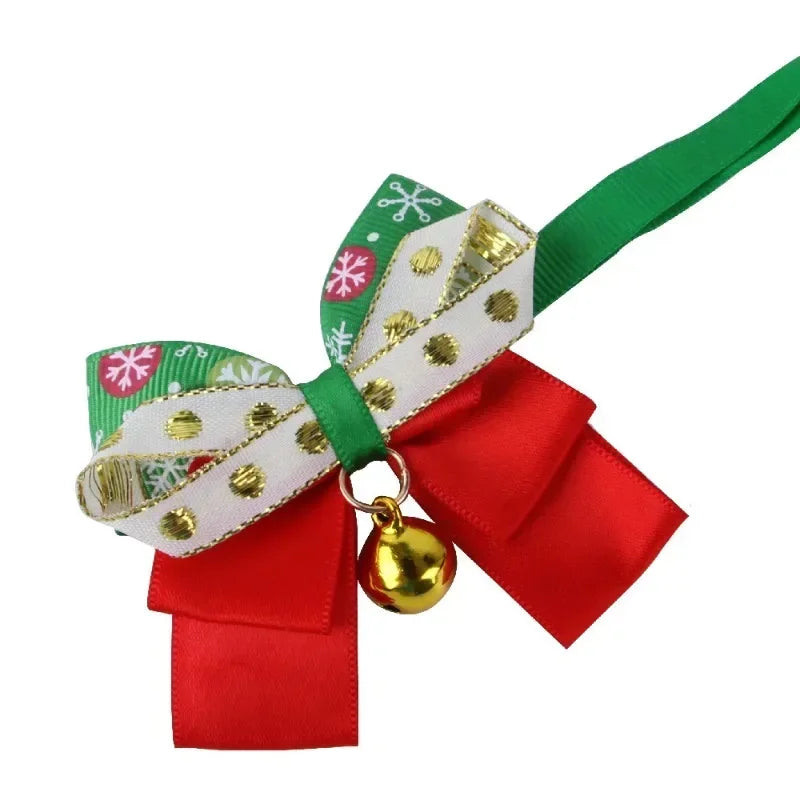 New Year & Christmas Pet Collar with Bell – Cute Bow Tie Collar for Cats, Kittens, Puppies & Small Dogs