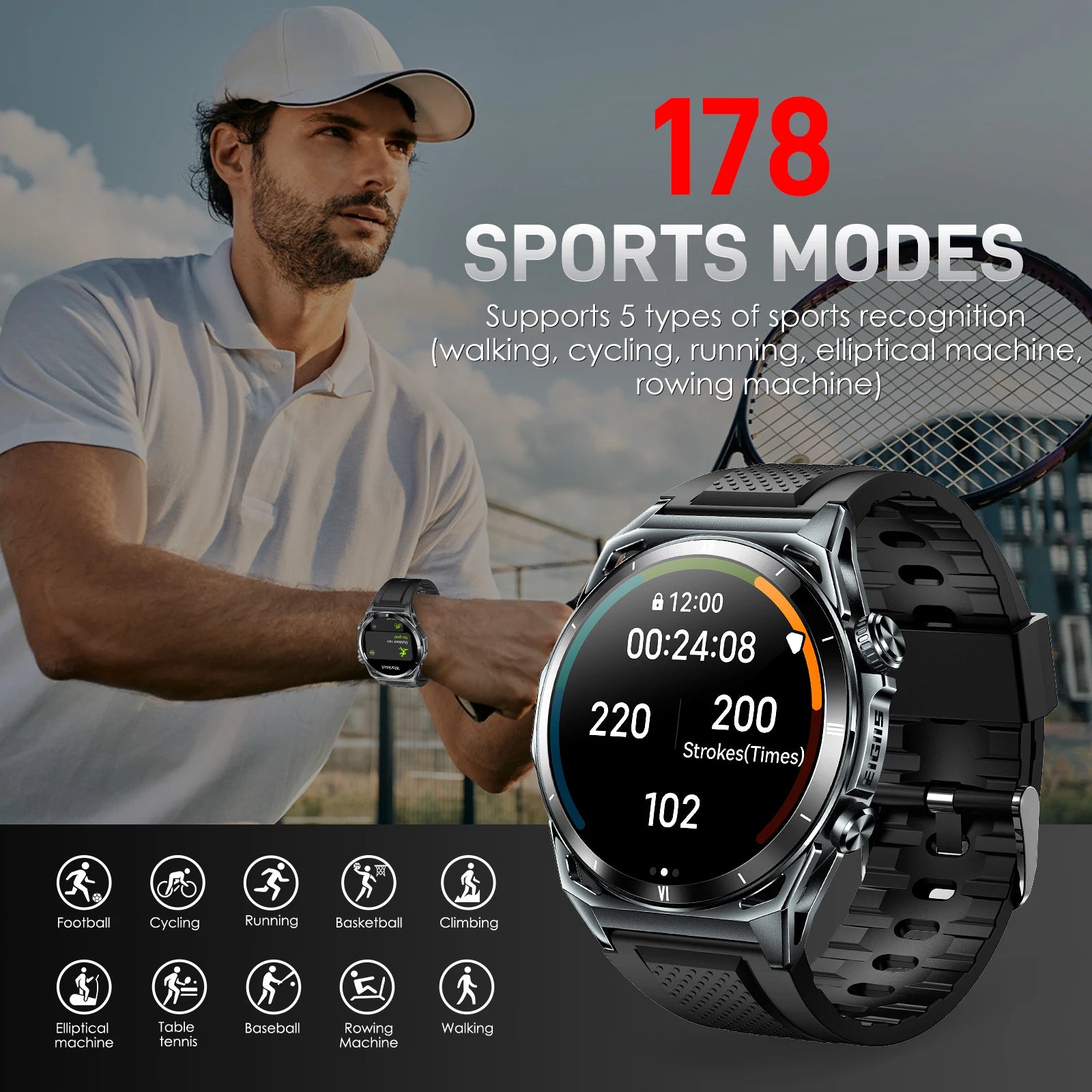 LaNikar KE6 1.43" AMOLED Smart Watch – Bluetooth Call, Health Monitor & IP68 Waterproof