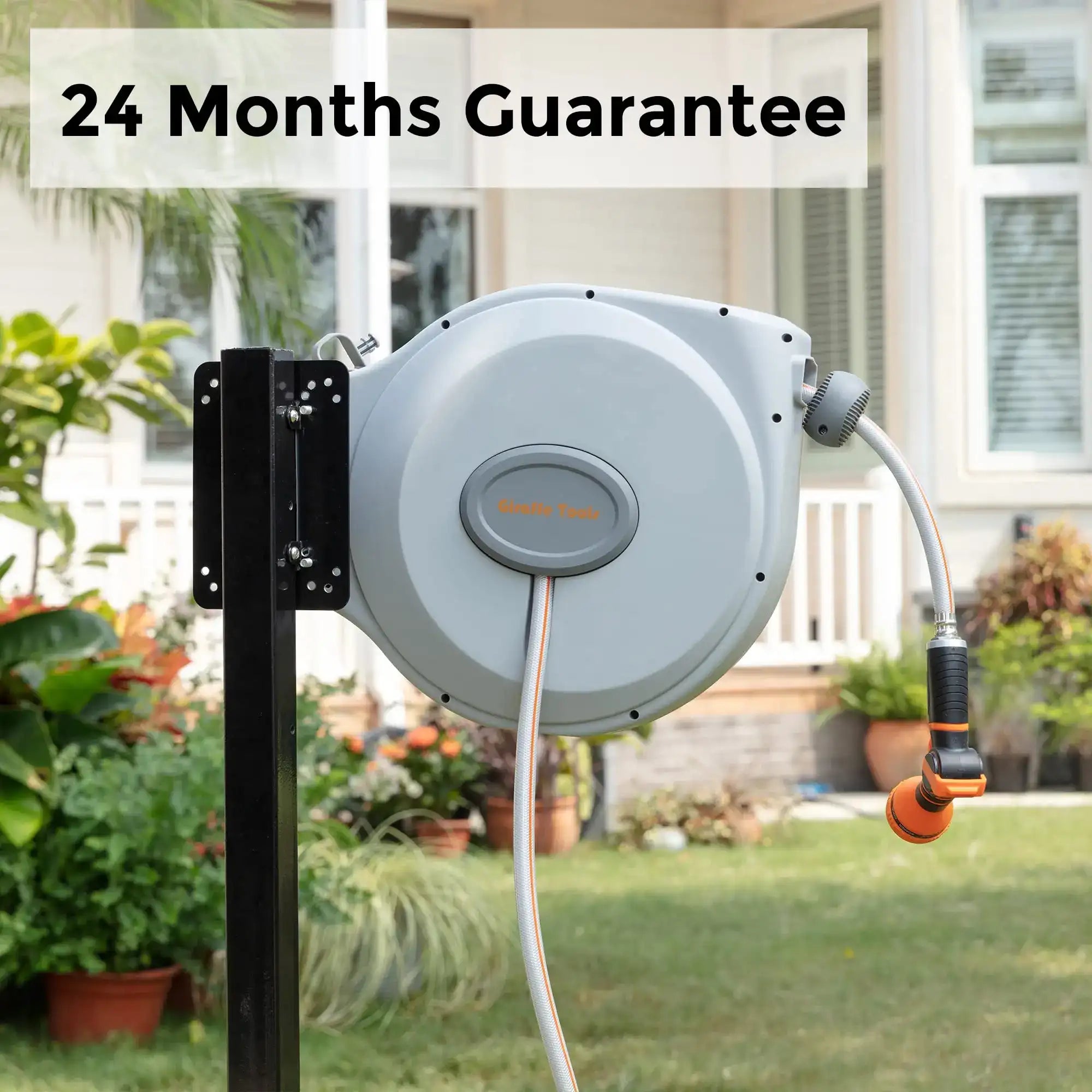 Giraffe Tools CW20 Retractable Garden Hose Reel – 5/8″ x 65 ft Heavy-Duty Swivel Bracket
