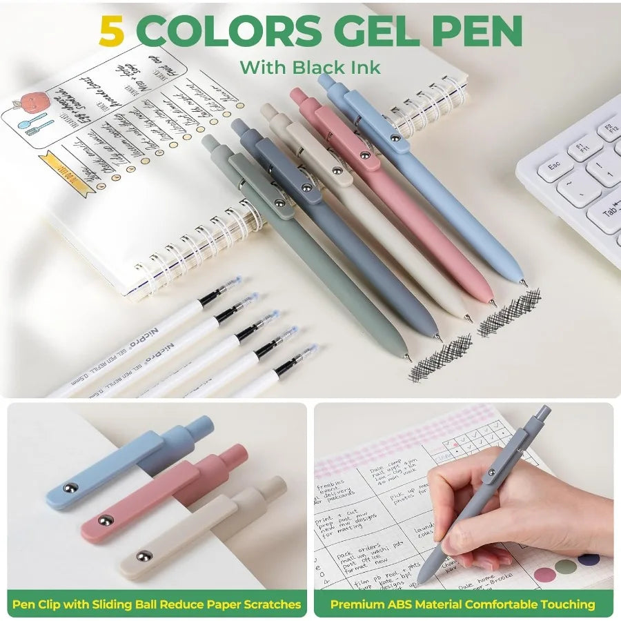 39-Piece Aesthetic School Supplies Set – Big Capacity Pen Case with Pastel Highlighters & Black Ink Pens ✨📚