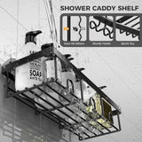 4-Pack Adhesive Stainless-Steel Shower Caddy Organizer – Rustproof Wall Shelves with Hooks