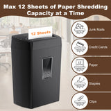 Bonsaii 12-Sheet Cross-Cut Paper Shredder – Portable Handle Home & Office Shredder with 5.5-Gallon Wastebasket