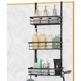 Adjustable Over-the-Door Shower Caddy Rack – Rust-Proof Shelves + Hooks for Bathroom & Kitchen Storage