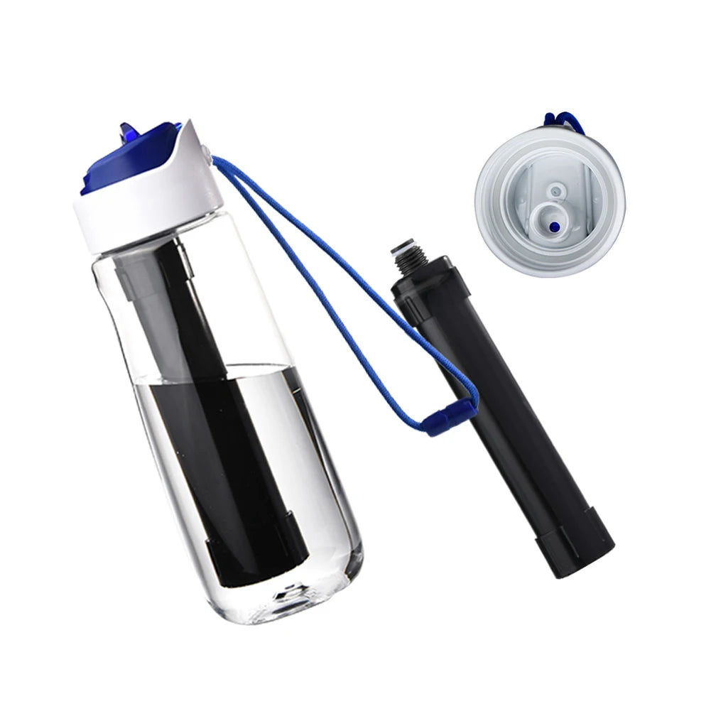 750ml Water Filter Bottle with Zero-Pressure Filtration – Outdoor & Emergency Purifier Cup