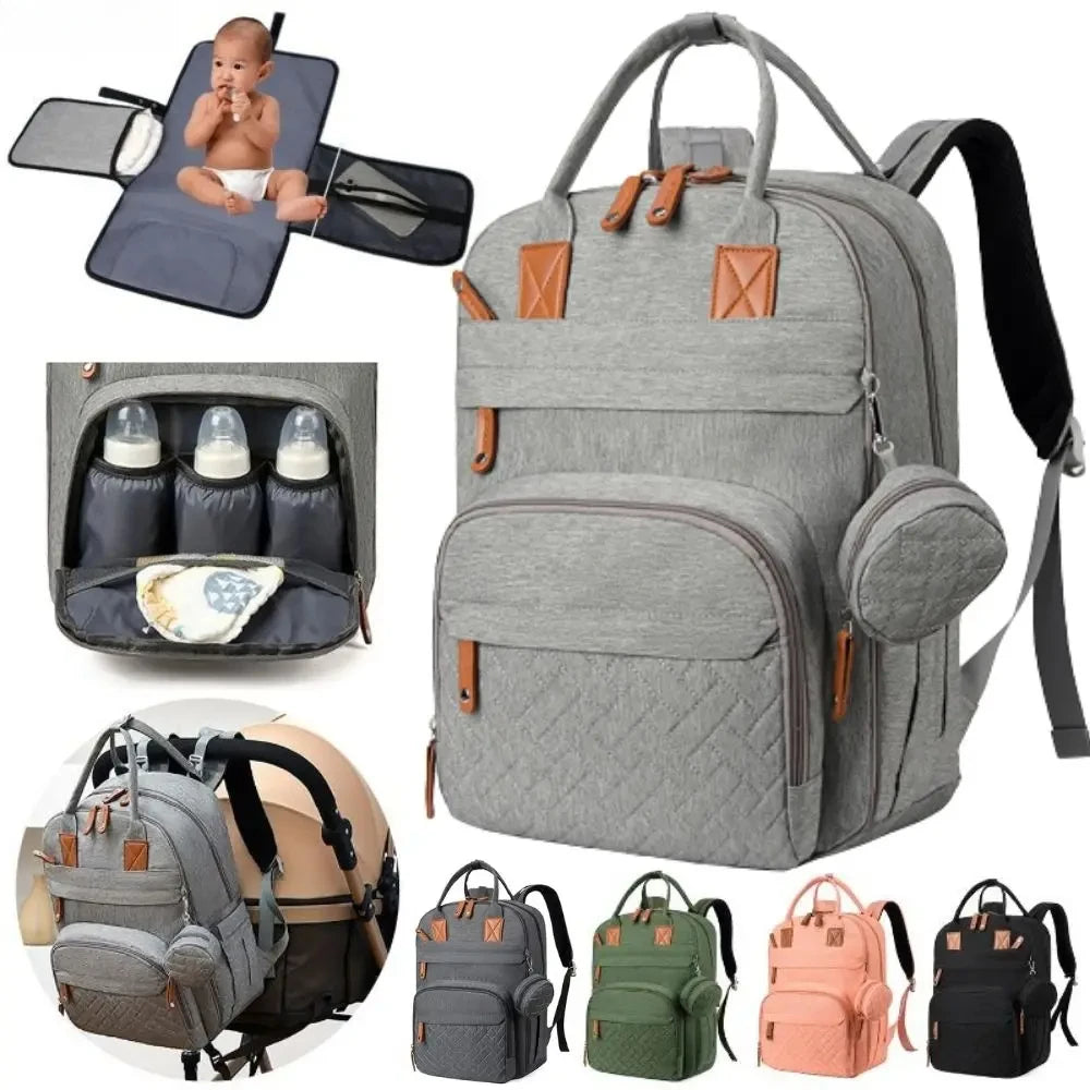 Diaper Bag Backpack – Large Waterproof Baby Travel Tote with Changing Station, Pad & Stroller Straps | Multifunction Bag for Moms & Dads