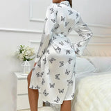 Women’s Satin Nightdress & Kimono Robe Set – Elegant Long Sleeve V-Neck Sleepwear | Silky Pajama Nightgown