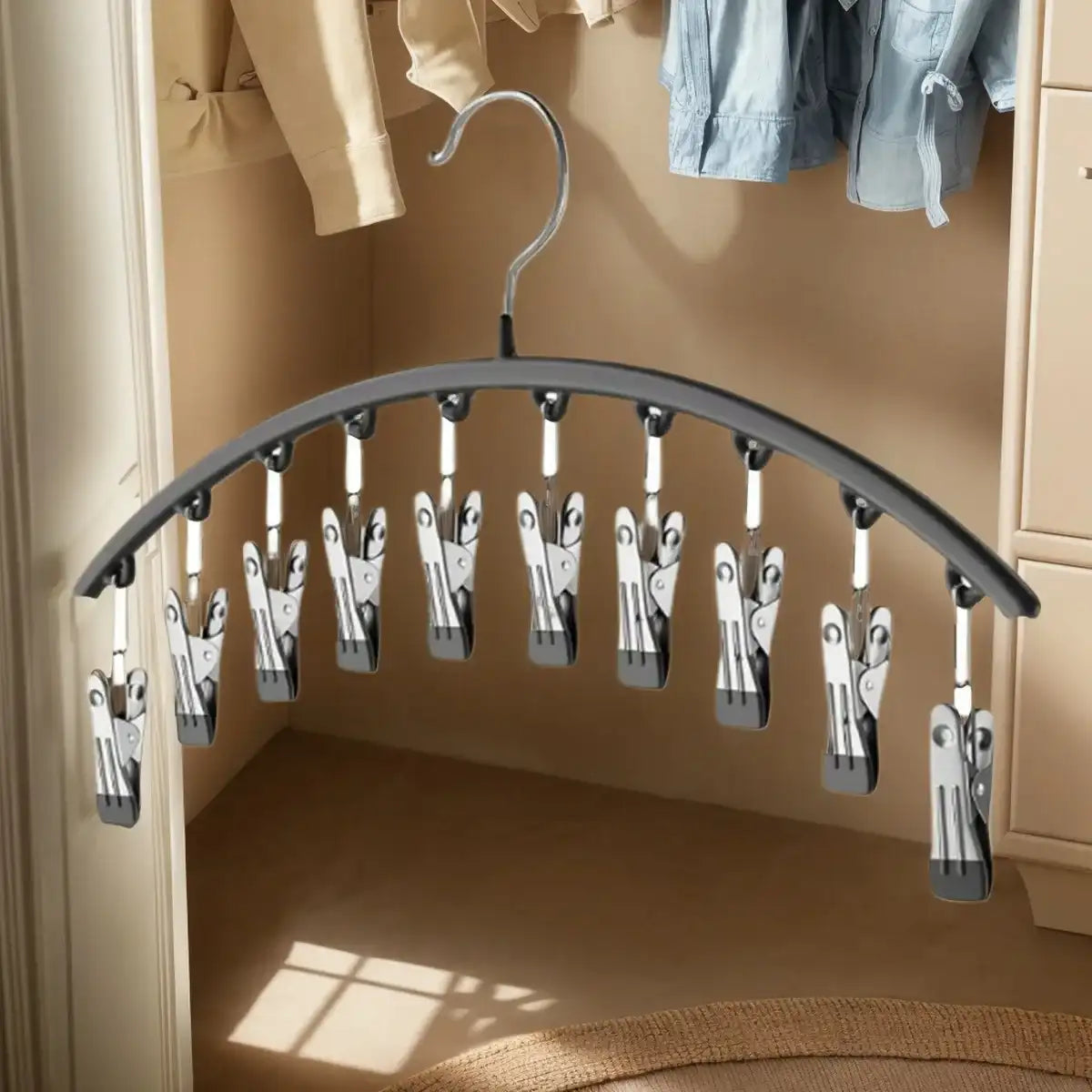 4-Piece Magic Multi-Clip Hanging Drying Rack – Windproof Balcony Clothes, Underwear & Sock Clips