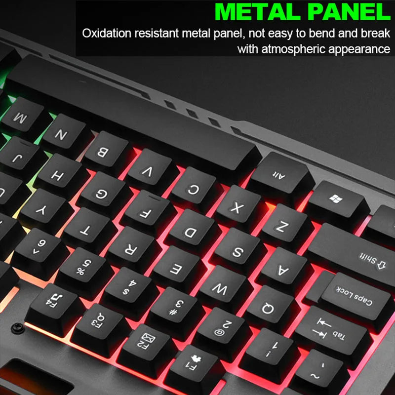 T25 Wired Keyboard & Mouse Set – LED Luminous Imitation Mechanical Tactile Gaming Keyboard with Ergonomic Mouse for PC & Laptop