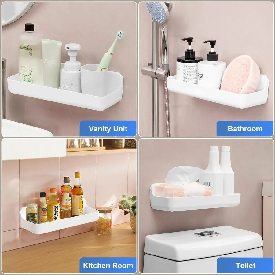2-Pack Adhesive Shower Caddy – No-Drill Plastic Wall Shelves for Shower & Bath Storage