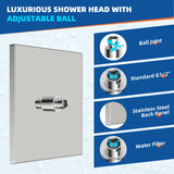 Rain Shower Head – 12″ Square High-Pressure Rainfall Shower with Adjustable Brass Joint