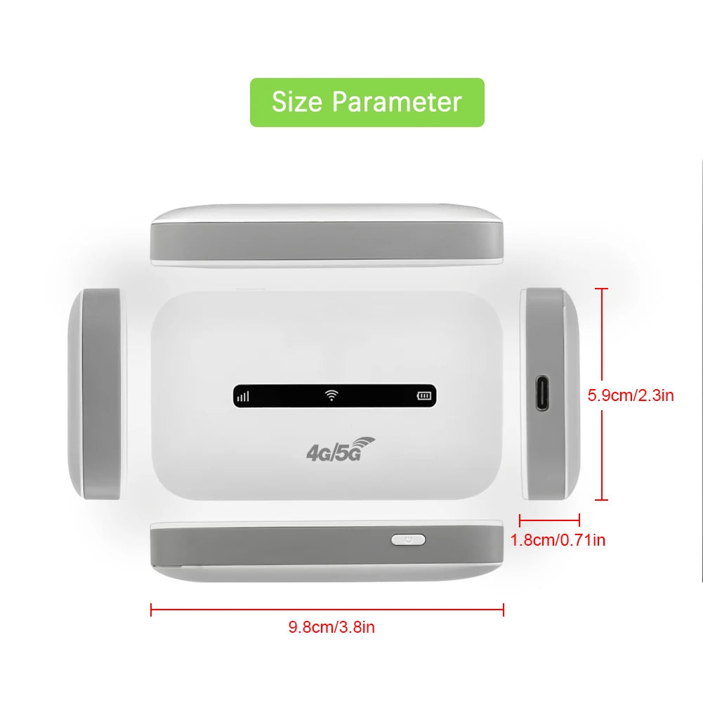 4G LTE Portable WiFi Hotspot – 150Mbps Mobile Router with SIM Card Slot, Supports 8–10 Users for Car & Travel