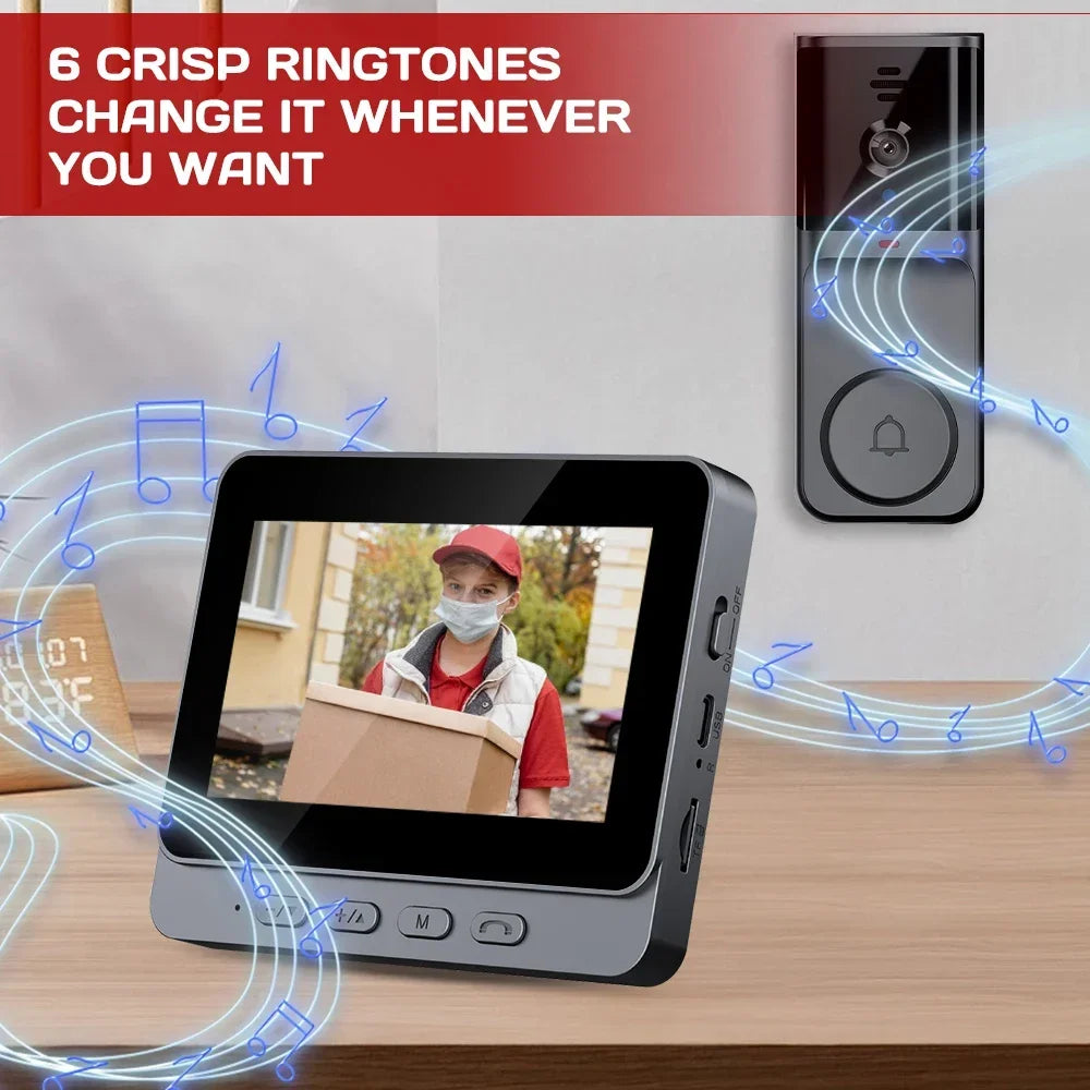 WiFi Wireless Intercom Smart Doorbell – 4.3” IPS Screen with HD Video Camera, Two-Way Audio & Home Security Surveillance System