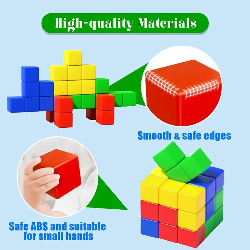 Colorful 3D Magnetic Learning Cubes – DIY Structural Cognitive Toys for Kids, Educational STEM Building Blocks for Boys & Girls