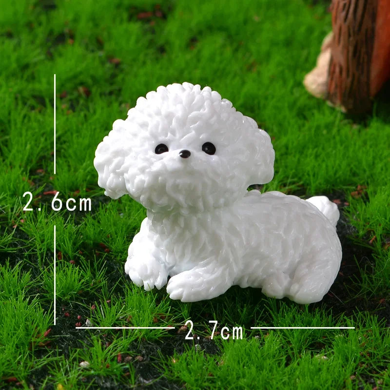 Mini Bichon Frise Dog Figurine – Cute Miniature Craft Ornament for Home, Desk, Car & Kids’ Room Décor