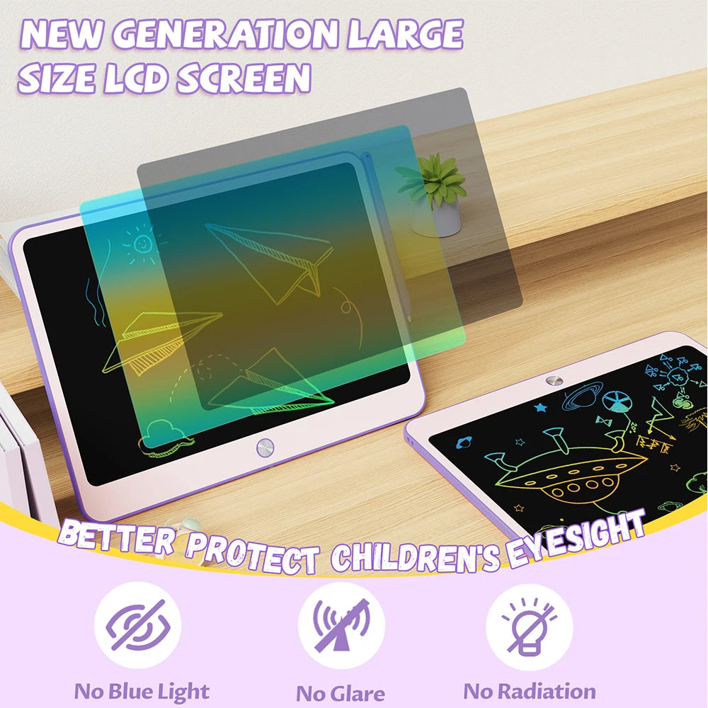 12-Inch LCD Writing Tablet for Kids – Colorful Doodle Board with Erasable Screen & Lanyard | Educational Drawing Toy