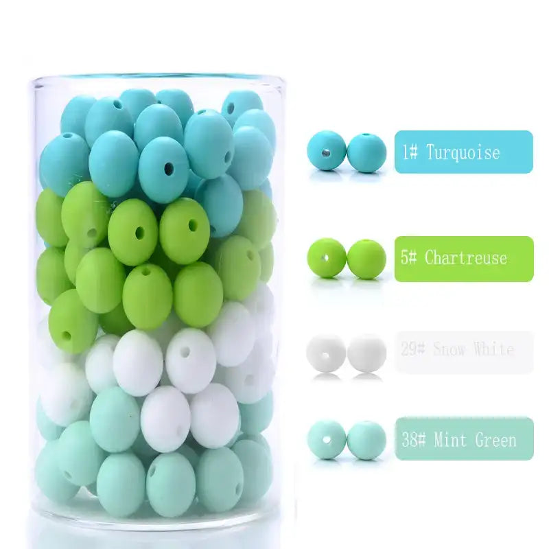100-Piece 12 mm Silicone Beads Set for Baby Teething & Pacifier Chain – BPA-Free Chewable DIY Accessory