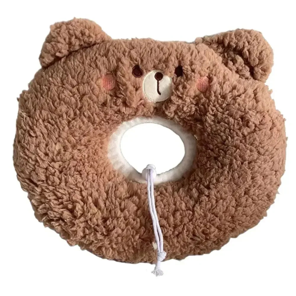 Cute Cartoon Cat Recovery Collar – Adjustable Plush Protective Cone, Anti-Bite & Comfortable Neck Guard for Pets
