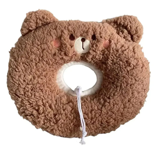 Cute Cartoon Cat Recovery Collar – Adjustable Plush Protective Cone, Anti-Bite & Comfortable Neck Guard for Pets