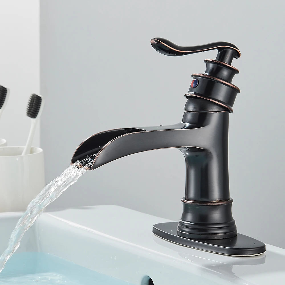 Waterfall Single-Handle Basin Mixer Faucet – Oil-Rubbed Bronze Finish