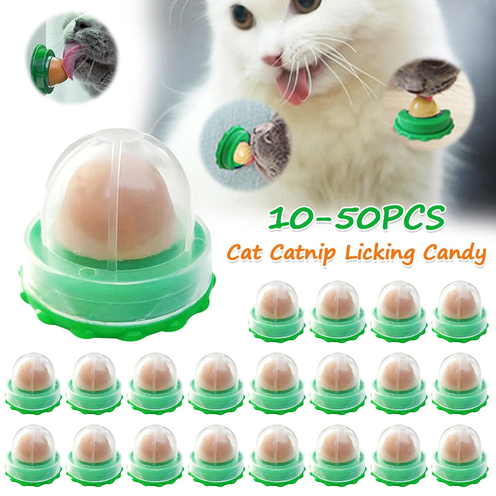 Catnip Ball Snacks – 10–50 pcs Healthy Cat Treats, Lick Candy Vitamin Pudding Lollipops for Cats