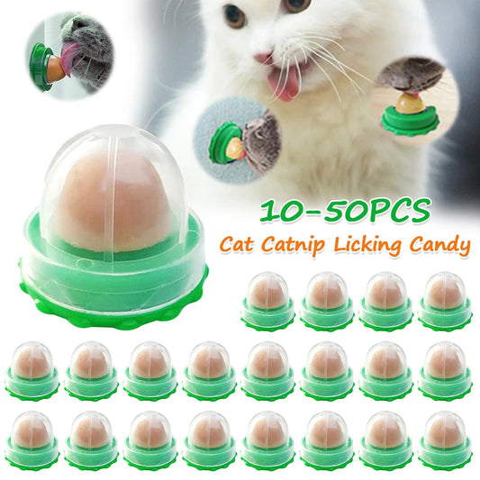 Catnip Ball Snacks – 10–50 pcs Healthy Cat Treats, Lick Candy Vitamin Pudding Lollipops for Cats