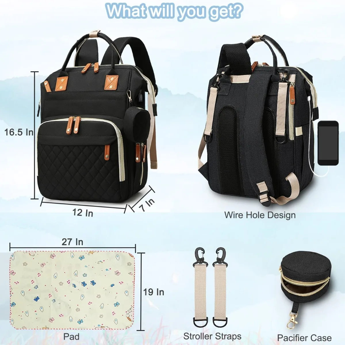 Large-Capacity Multifunctional Diaper Bag Backpack – Travel & Nursing Essentials