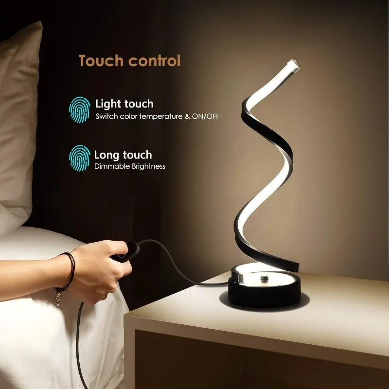 🌀 Classic Creative Spiral LED Table Lamp – Modern Minimalist Dimmable Lamp with Adjustable Arm & Soft Multifunctional Light