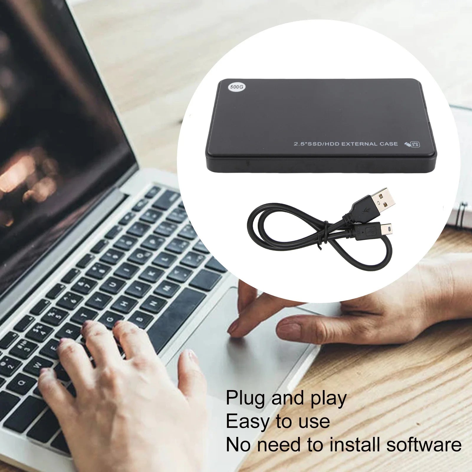 2.5″ Portable External Hard Drive – 500GB USB 3.0 High-Speed Storage HDD for Windows Laptops & Desktops