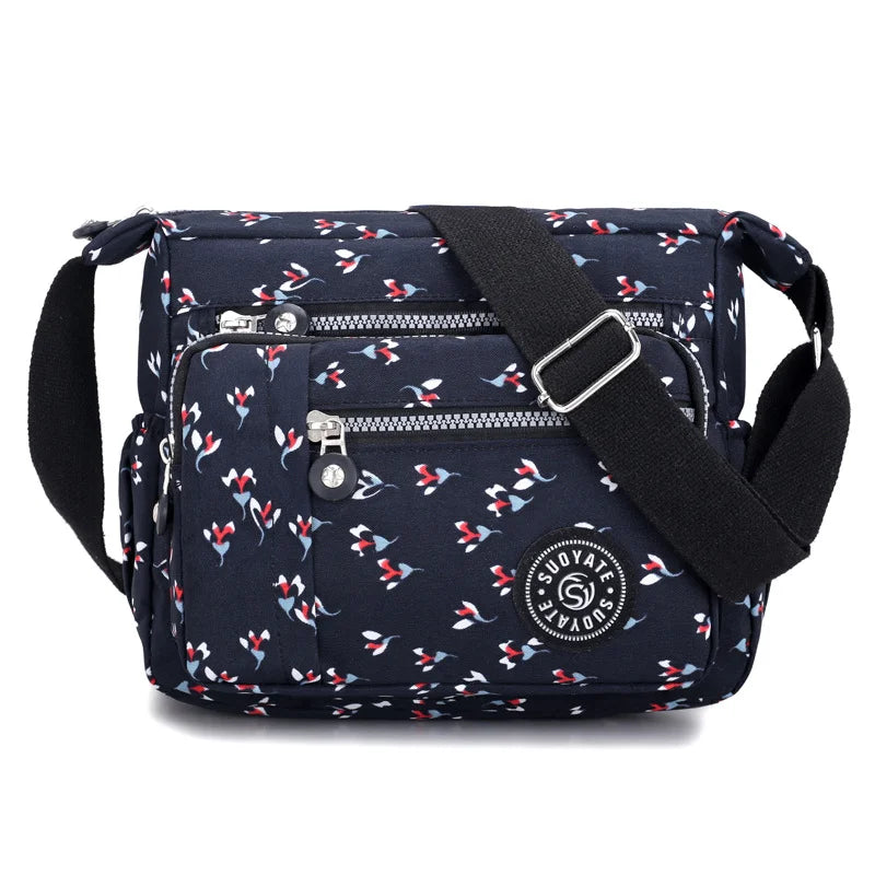 Women’s Nylon Waterproof Crossbody Bag — Multi-Pocket Travel Messenger & Shoulder Purse