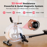 Home Rowing Machine — 32-Level Adjustable Magnetic Resistance, LED Monitor, Tablet Holder, Bluetooth Fitness Trainer