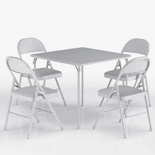 5-Piece Folding Card Table and Chair Set – Portable, Padded, No Assembly Required (Black)