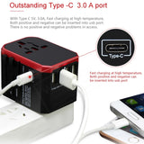 Melery International Travel Smart Adapter – Universal Plug with USB & Type-C Charger for US/EU/UK/AU