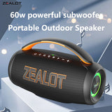 Zealot P12 60 W Wireless Outdoor Speaker – Dual-Pairing Subwoofer with 8,000mAh Battery for Home, Car & Travel