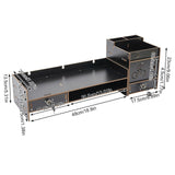 Wooden Computer Monitor Stand with Lockable Drawers – Desk Riser & Organizer Shelf for Office Storage and Workspace Setup