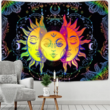 Mandala Tapestry Sun & Moon – Black & White Wall Hanging Hippie Décor for Dorm, Yoga, Living Room