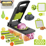 14-in-1 Multifunctional Vegetable Chopper – Manual Food Cutter, Slicer, & Shredder for Kitchen Prep
