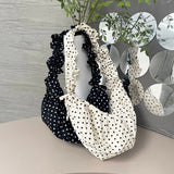 Polka Dot Chic Under-Arm Shoulder Bag for Women – Large Capacity Pleated “Dumpling” Tote for Party & Vacation